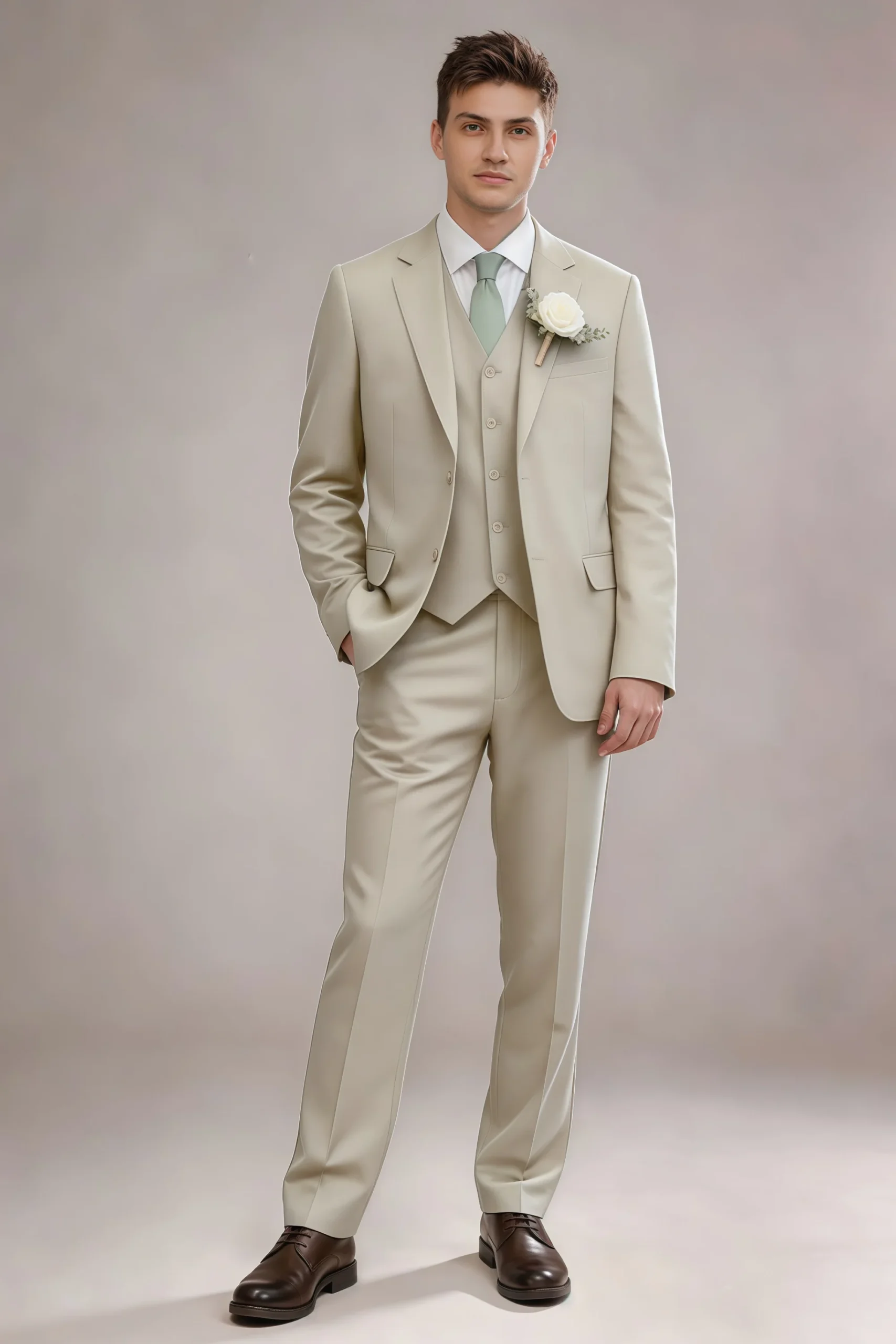 Jago Tan 3-Piece Suit
